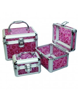 BEAUTY CASE ROSE/COEUR 3 PCS