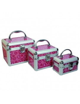 BEAUTY CASE ROSE/COEUR 3 PCS