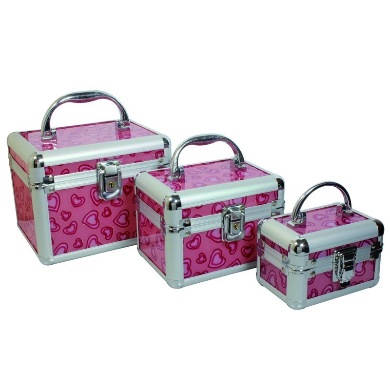 BEAUTY CASE ROSE/COEUR 3 PCS