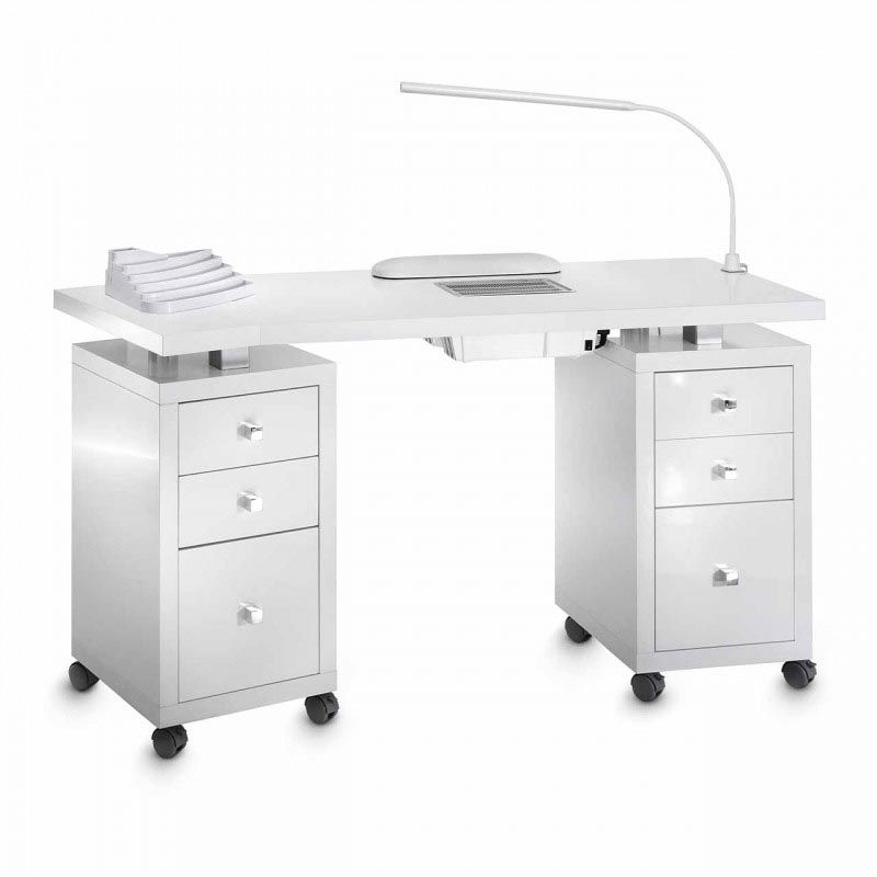 TABLE MANUCURE SQUARE DOUBLE BLANC LAQUE+ ASPI TURBO