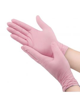 GANTS NITRILE ROSES NON POUDRES 100 PCS