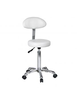 TABOURET BLANC FAST+ PIED CHROMÉ AVEC DOSSIER