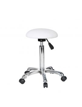 TABOURET BLANC DEMI SPHERE PIED CHROME