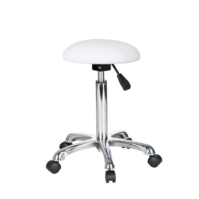 TABOURET BLANC DEMI SPHERE PIED CHROME