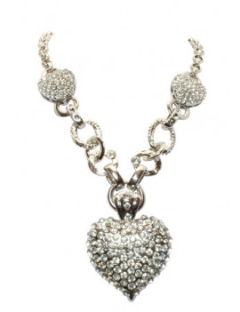 Collier chaîne et coeur cristal