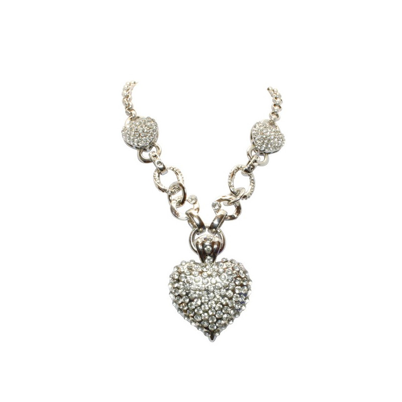 Collier chaîne et coeur cristal