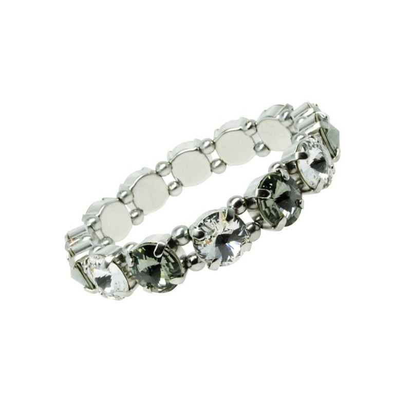 Bracelet avec strass Swarovski coloris cristal et anthracite