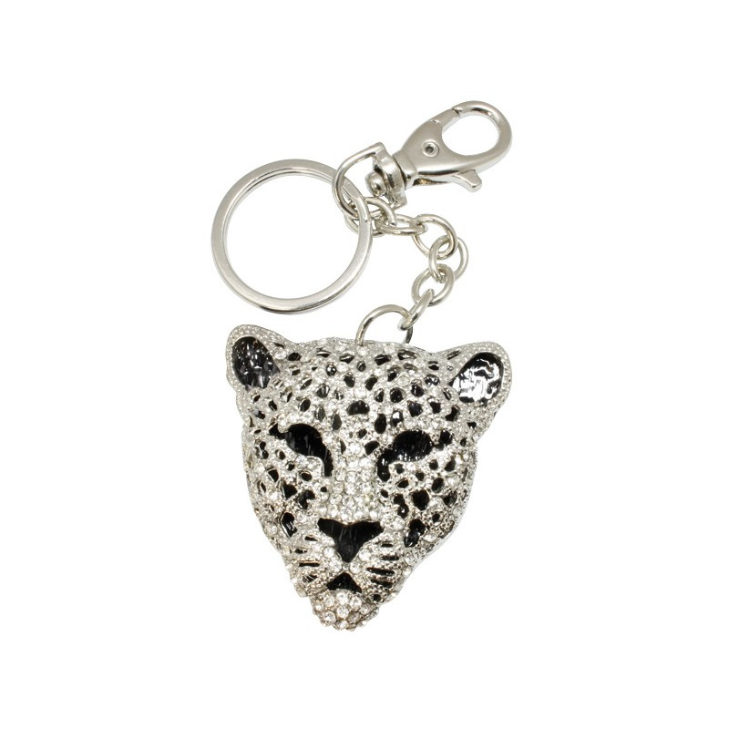Porte clés cristal tête de léopard