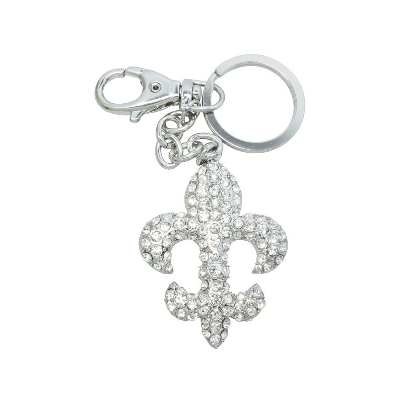 Porte clés cristal fleur de lys