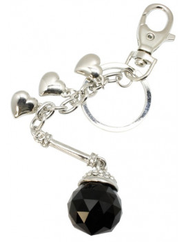 Porte clés cristal sphère noire