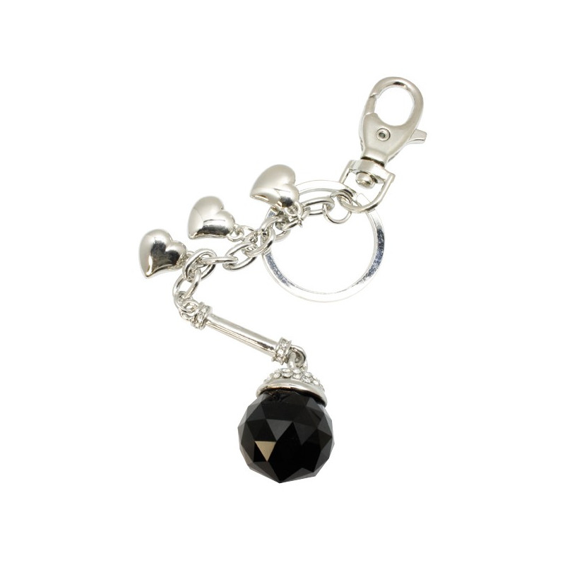 Porte clés cristal sphère noire